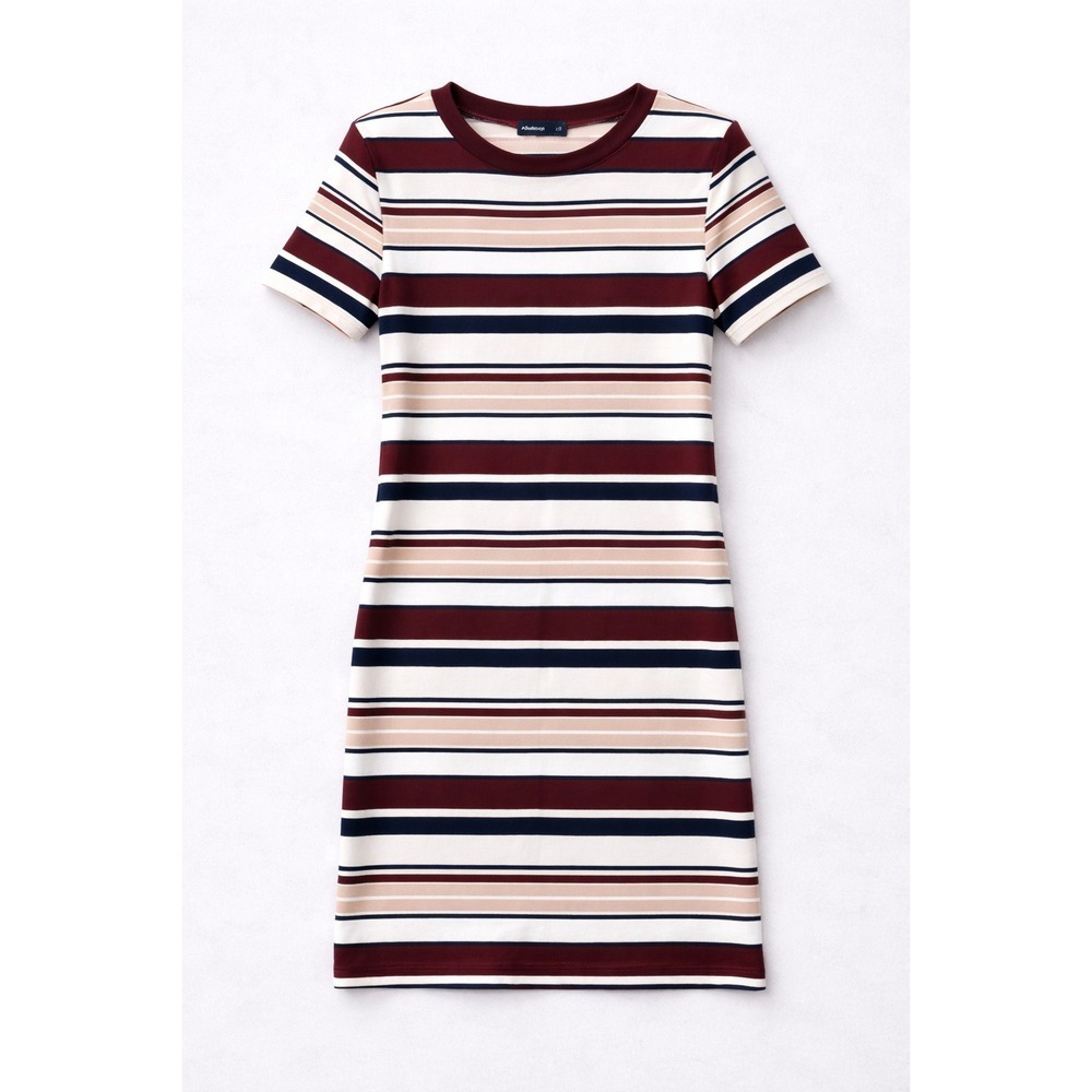 Absolutely Love It Striped Midi Dress Large Stretch Knit Short Sleeve - Picture 2 of 11